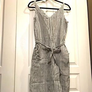 Joe fresh wide leg, flared, stripped jumpsuit